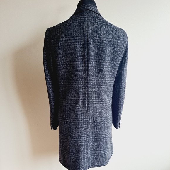 NEW Pal Zileri Wool Plaid Dark Grey Coat Jacket Size 48/S - Picture 5 of 16
